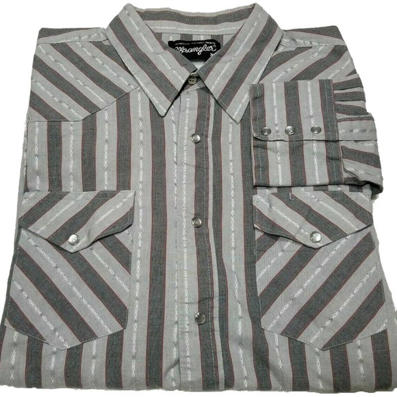 Wrangler Other - Men's Grey WRANGLER Western Long Sleeve Pearl Snap Shirt - XL